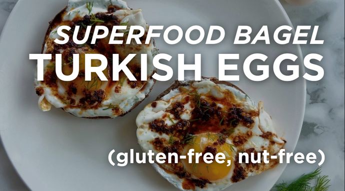 Superfood Bagel Turkish Eggs (gluten-free & nut-free)